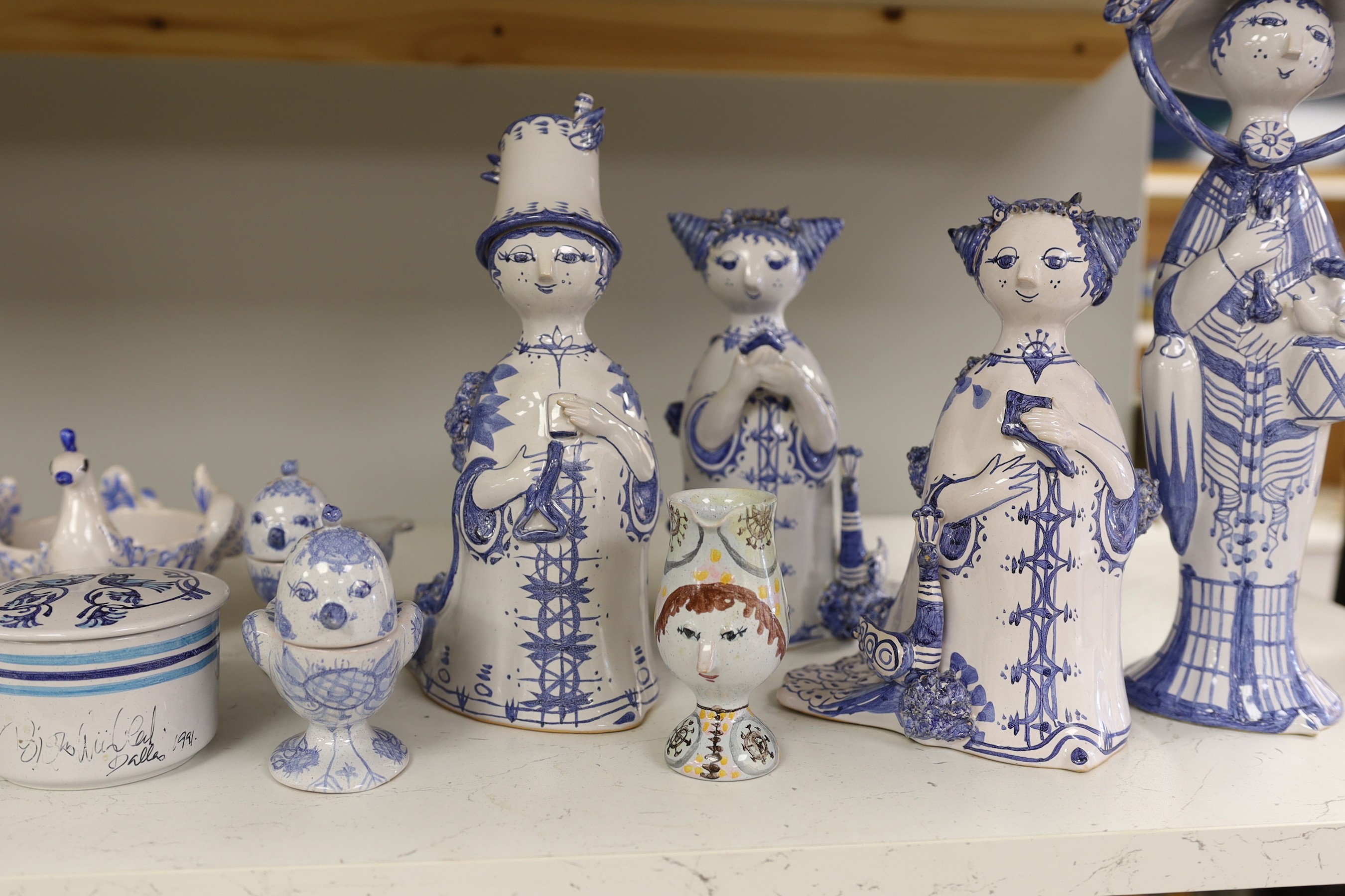 A collection of assorted Bjørn Wiinblad ceramics including figures, candlesticks, jugs etc, tallest 33cm